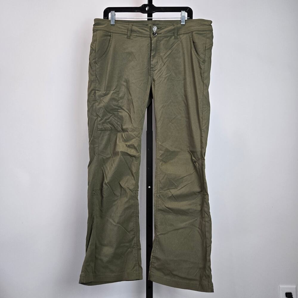 Prana Halle Pants Roll Tab Hiking Activewear Utility Mid Rise Green 14